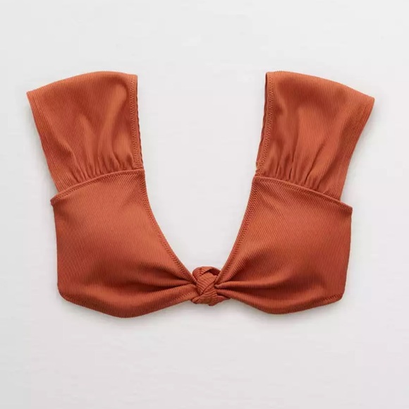 AERIE RIBBED KNOT CAP SLEEVE BIKINI TOP 👙 - Picture 3 of 4